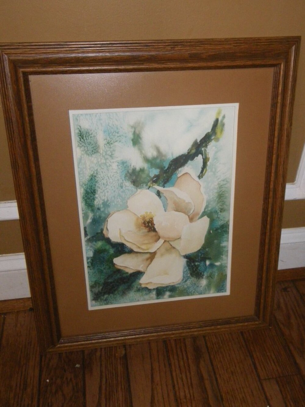 Vintage Watercolor Painting Flower Signed